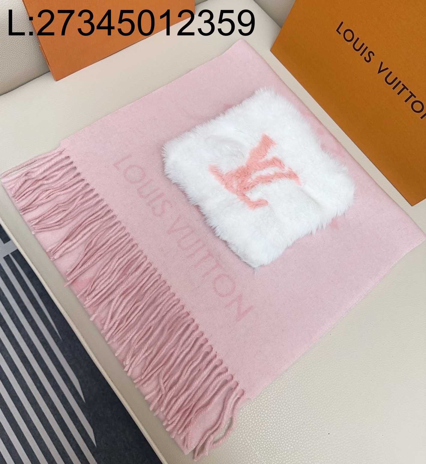 AGG 루이비통 콜드 레이캬비크 스카프 핑크 190*46cm M92569 M79232