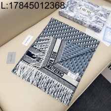 AGG 디올 오블리크 자카드 캐시미어 스카프 블루 45*200cm