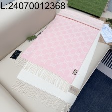 AGG 구찌 GG로고 양색 스카프 핑크 화이트 47*200cm 캐시미어 100%
