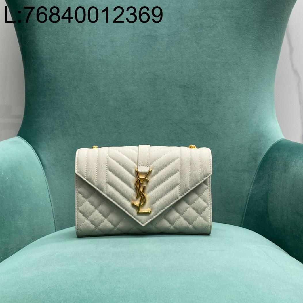 Pomegrante 생로랑 그랑 드 뿌드르 퀼팅 가죽 ENVELOPE 스몰 600195 21*6*13cm 화이트