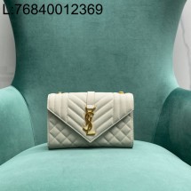 Pomegrante 생로랑 그랑 드 뿌드르 퀼팅 가죽 ENVELOPE 스몰 600195 21*6*13cm 화이트