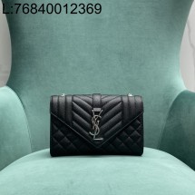 Pomegrante 생로랑 그랑 드 뿌드르 퀼팅 가죽 ENVELOPE 스몰 600195 21*6*13cm 블랙 은장