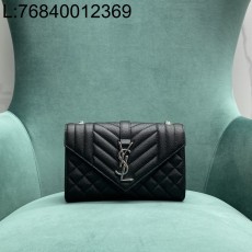 Pomegrante 생로랑 그랑 드 뿌드르 퀼팅 가죽 ENVELOPE 스몰 600195 21*6*13cm 블랙 은장