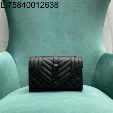 Pomegrante 생로랑 그랑 드 뿌드르 퀼팅 가죽 ENVELOPE 스몰 600195 21*6*13cm 쏘 블랙