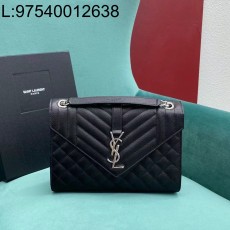 Pomegrante 생로랑 그랑 드 뿌드르 퀼팅 가죽 ENVELOPE 미디엄 600185 24*6*17cm 블랙 은장