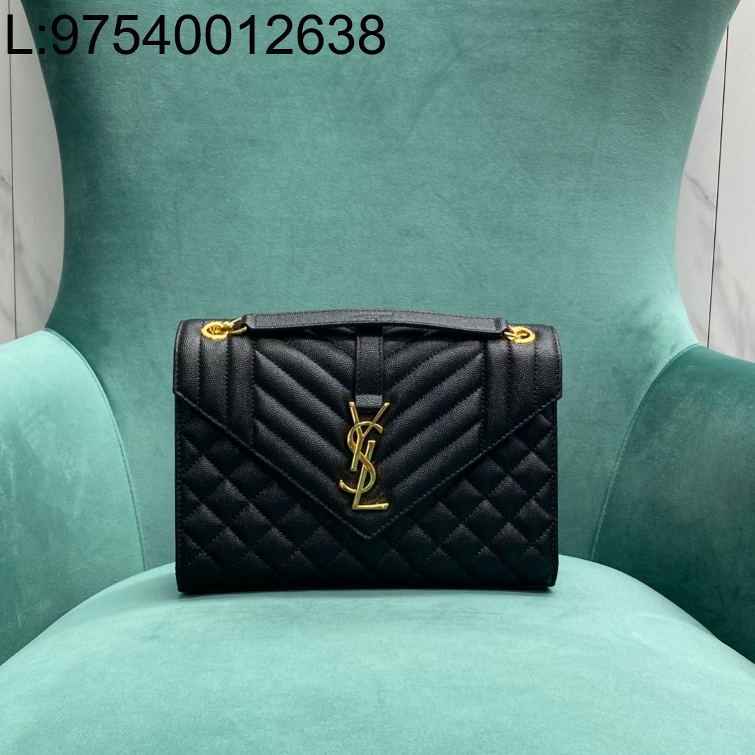 Pomegrante 생로랑 그랑 드 뿌드르 퀼팅 가죽 ENVELOPE 미디엄 600185 24*6*17cm 블랙 금장