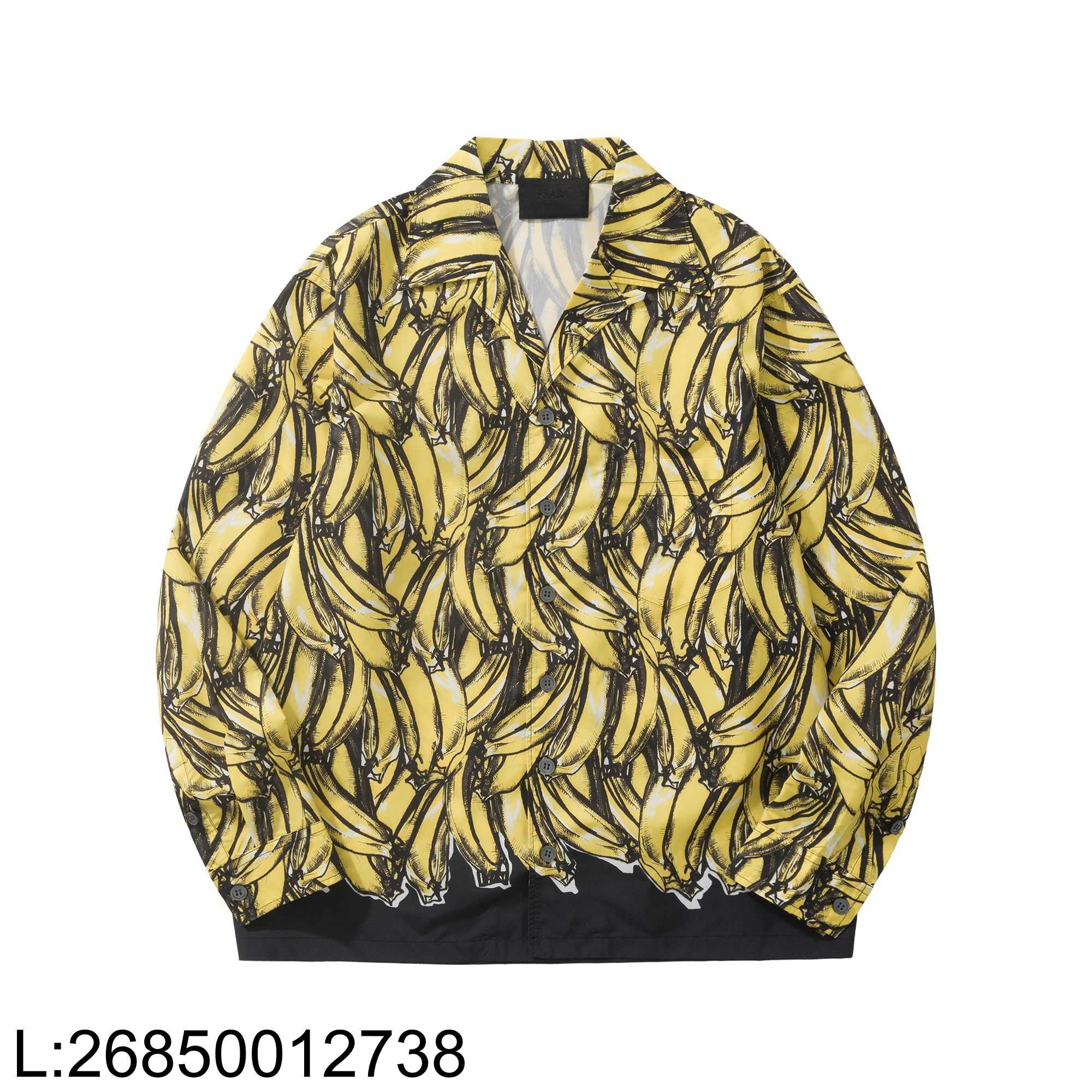 [흰] 프라다 타임캡슐 프린티드 바나나 코튼 긴팔 셔츠 옐로우