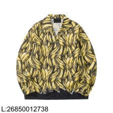 [흰] 프라다 타임캡슐 프린티드 바나나 코튼 긴팔 셔츠 옐로우