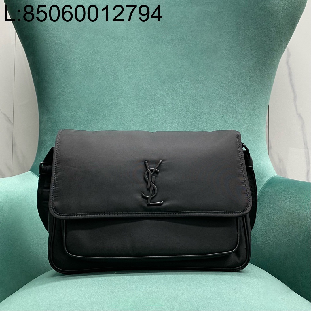 Pomegrante 생로랑 에코닐 소재의 NIKI 메신저 백 블랙 757146 32*10*23cm