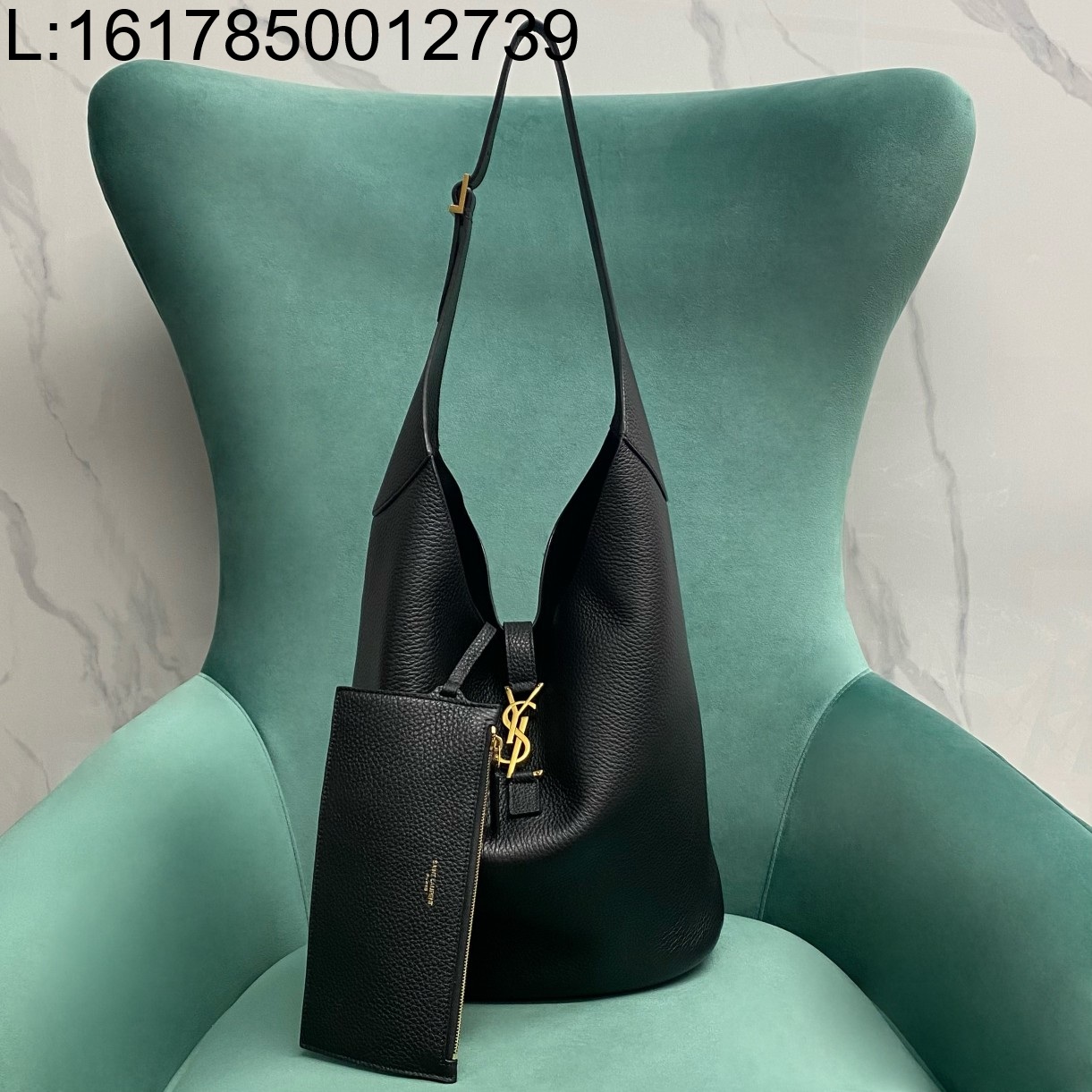 Pomegrante 생로랑 소프트 호호 백 블랙 793051 44(27)*13*37(30)cm