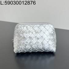 징 팩토리 보테가베네타 스몰 인트레치아토 반달 뷰티 파우치 빈티지 실버 764044 16.5*10.5*9cm