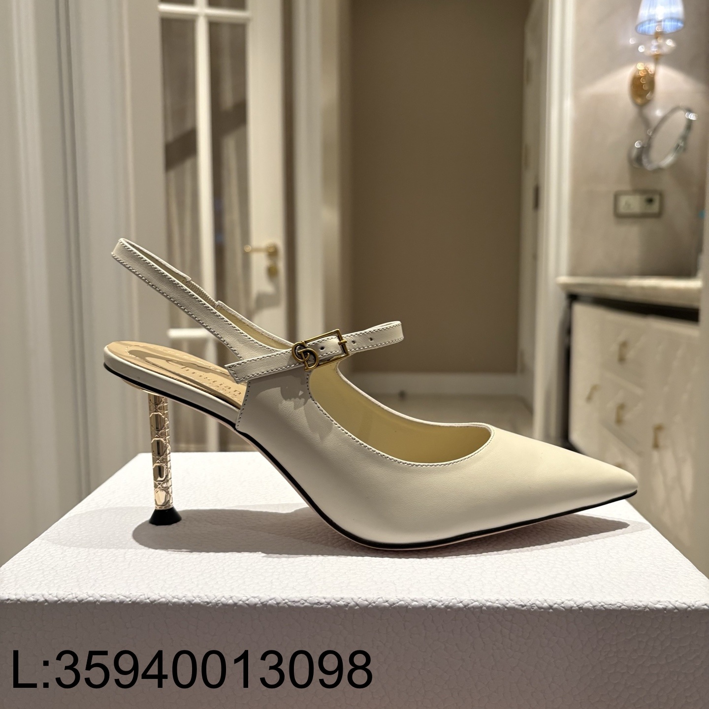 [QR5009] 디올 Dior Icon 슬링백 펌프스 아이보리