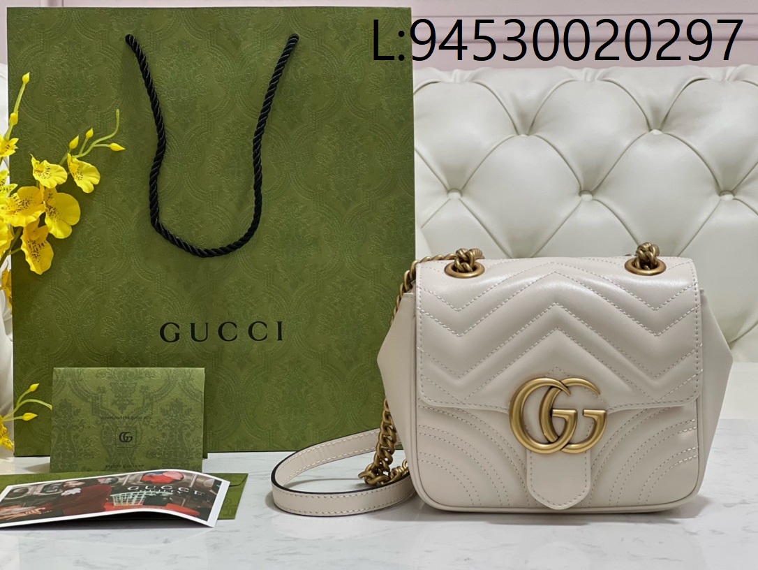 [JHL] 구찌 GG 마몽 미니 숄더백 화이트 레더 739682 18*15*8cm