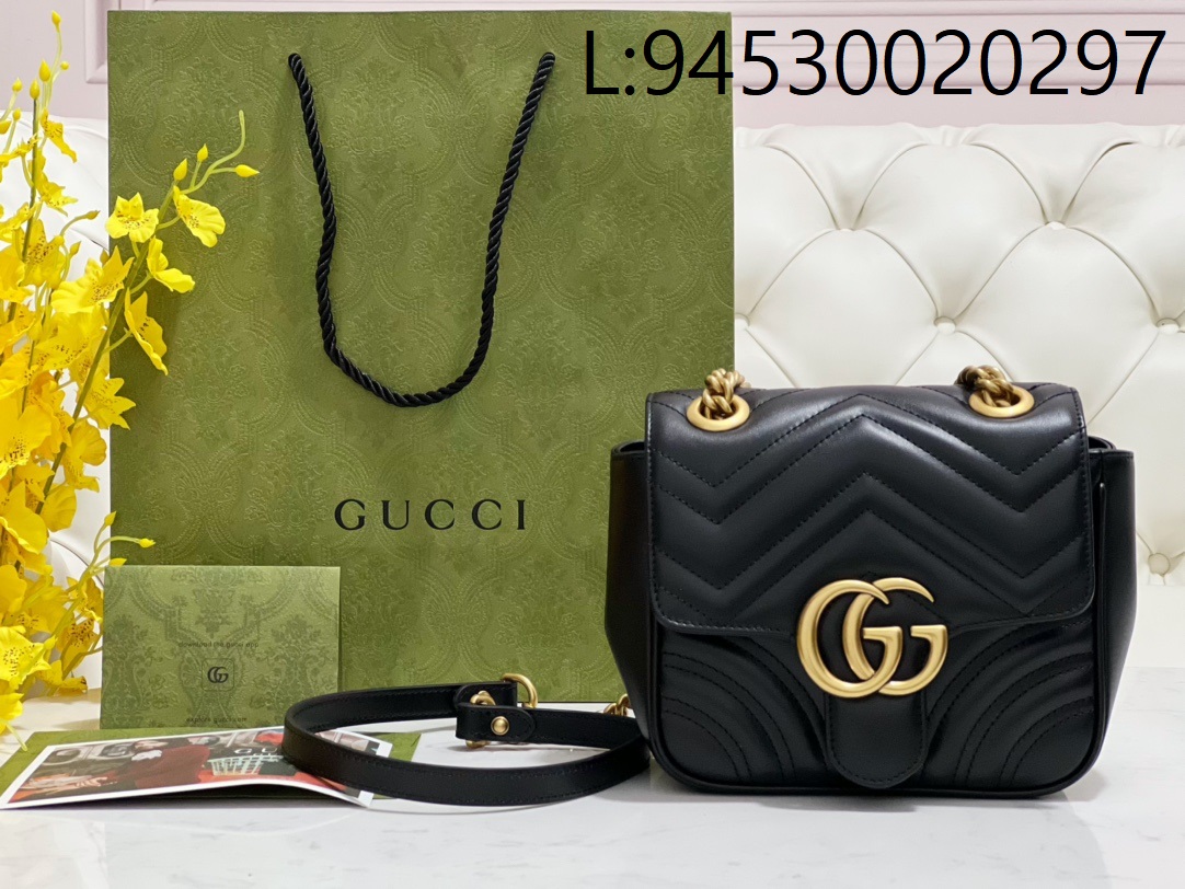 [JHL] 구찌 GG 마몽 미니 숄더백 블랙 레더 739682 18*15*8cm