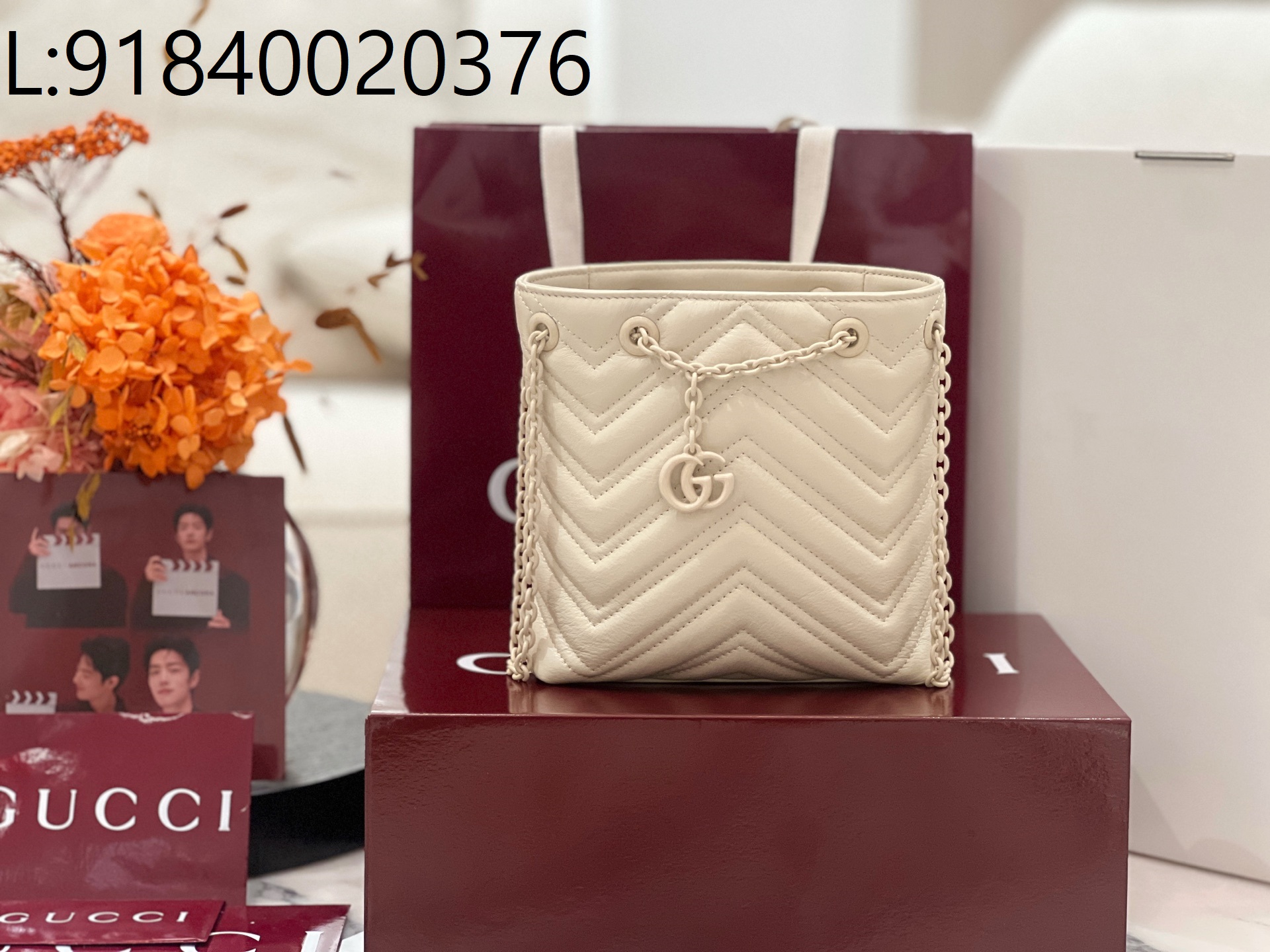 [JHL] 구찌 GG 마몽 나노 버킷백 856404 16*17*6.5cm 아이보리