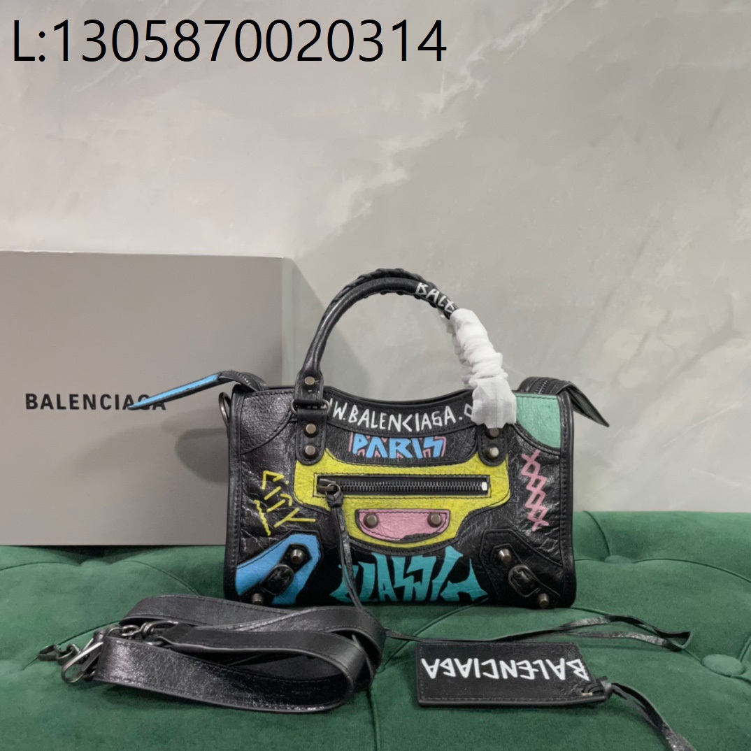 [dxg] 발렌시아가 르 시티 스몰 백 파리스 멀티 컬러 그래피티 24*16*9cm 블랙