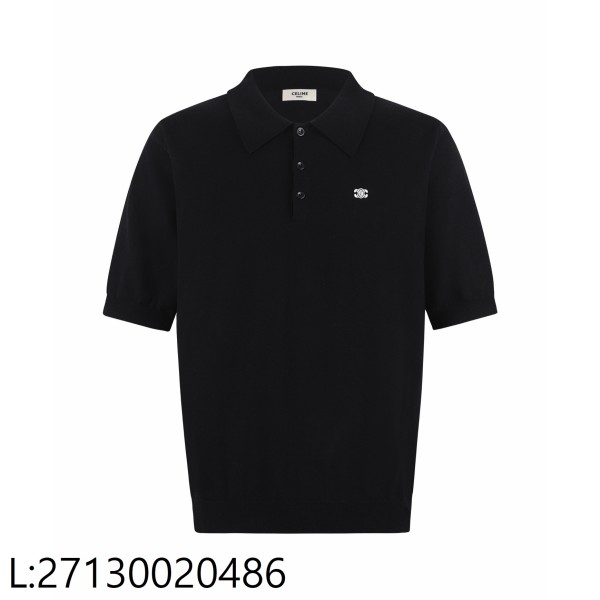 [잔디집2] 셀린느 트리옹프 파인 코튼 폴로 티셔츠 카라티 폴로티 블랙