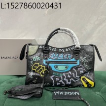 [dxg] 발렌시아가 르 시티 라지 백 파리스 멀티 컬러 그래피티 38*24*16cm 블랙