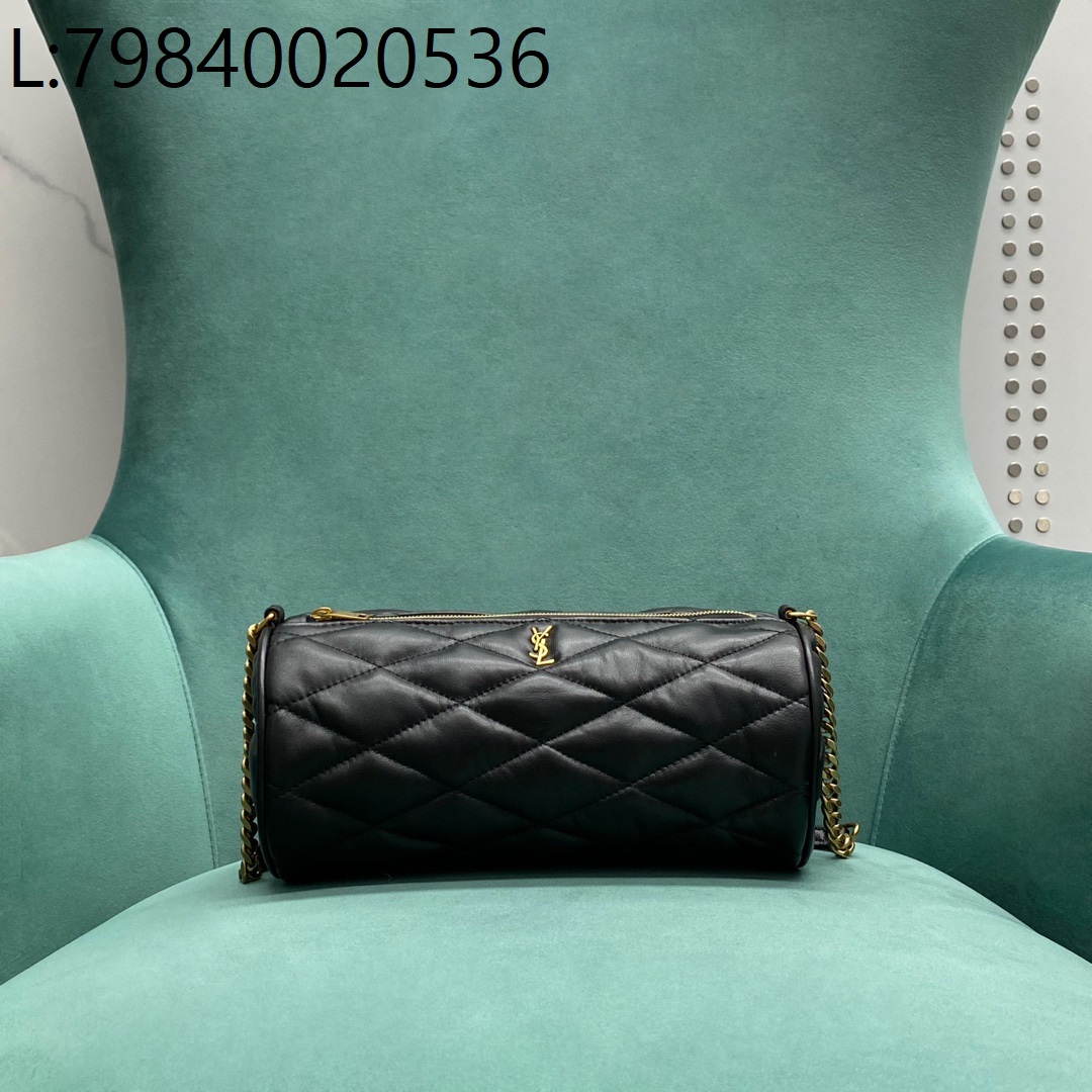 Pomegrante 생로랑 퀼티드 램스킨 세이드 스몰 튜브백 블랙 712706 23*11.5*11cm