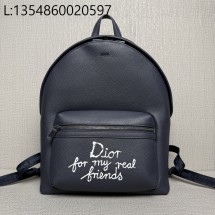 [JHL] 디올 x 하일톤 넬 라이더 2.0 집 백팩 그레인드 카프스킨 프린트 네이비 블루 화이트 32*43*19cm