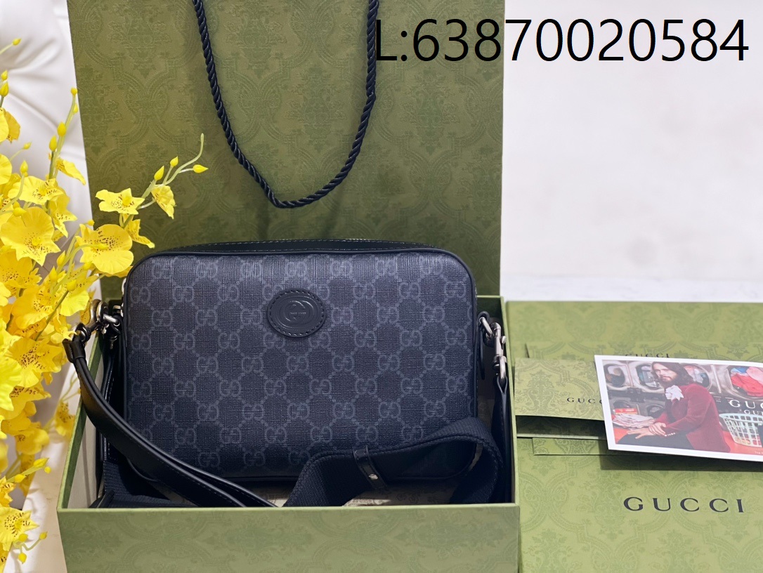 [JHL] 구찌 숄더백 인터로킹 G 블랙 슈프림 703468 24.5*16*4.5cm