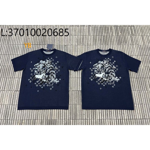 [잔디집2] 루이비통 말 자카드 니트 반팔티 네이비 1AJBVG