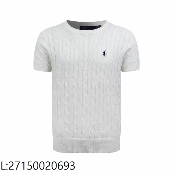 [잔디집2] 폴로 랄프로렌 자카드 라운드넥 니트 반팔티 화이트