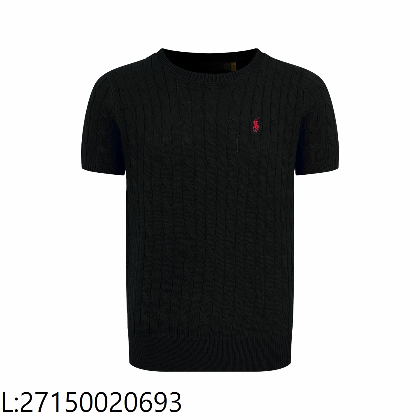 [잔디집2] 폴로 랄프로렌 자카드 라운드넥 니트 반팔티 블랙