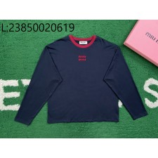 [잔디집1] 미우미우 코튼 저지 긴팔티 네이비 블루 MJLA31 1841 F0X58