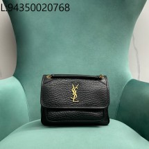 Pomegrante 생로랑 니키 그레인드 램스킨 블랙 금장 633179 22*17*12cm