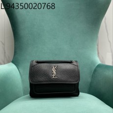 Pomegrante 생로랑 니키 그레인드 램스킨 블랙 은장 633179 22*17*12cm