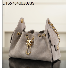 [JD] 샤넬 25C 미니 핸드백 금장 스웨이드 골드 메탈 그레이 20*22*12.5cm