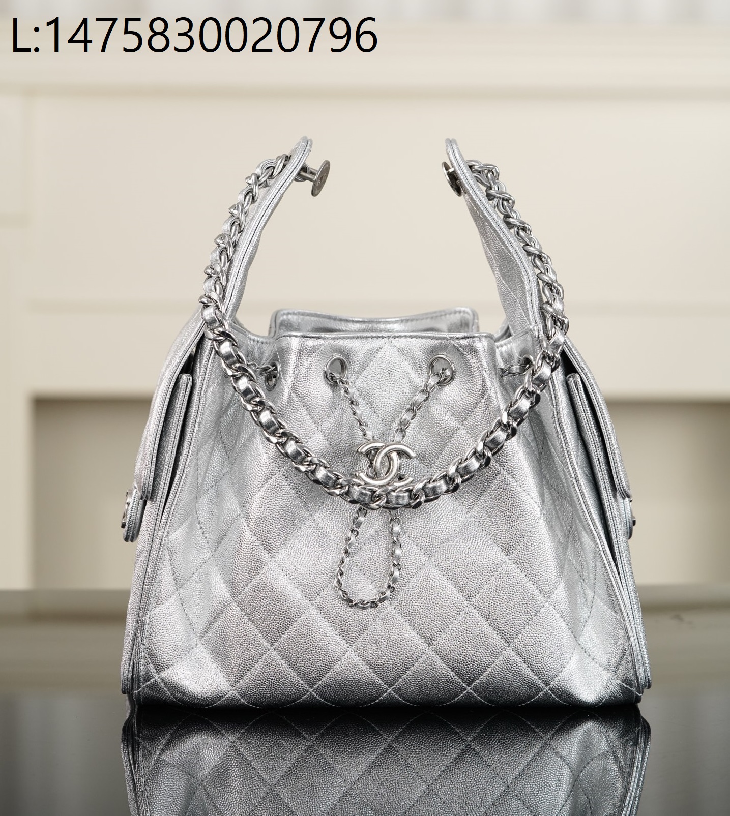 [JD] 샤넬 25 미니 핸드백 그레인드 카프스킨 실버 메탈 실버 20*22*12.5cm