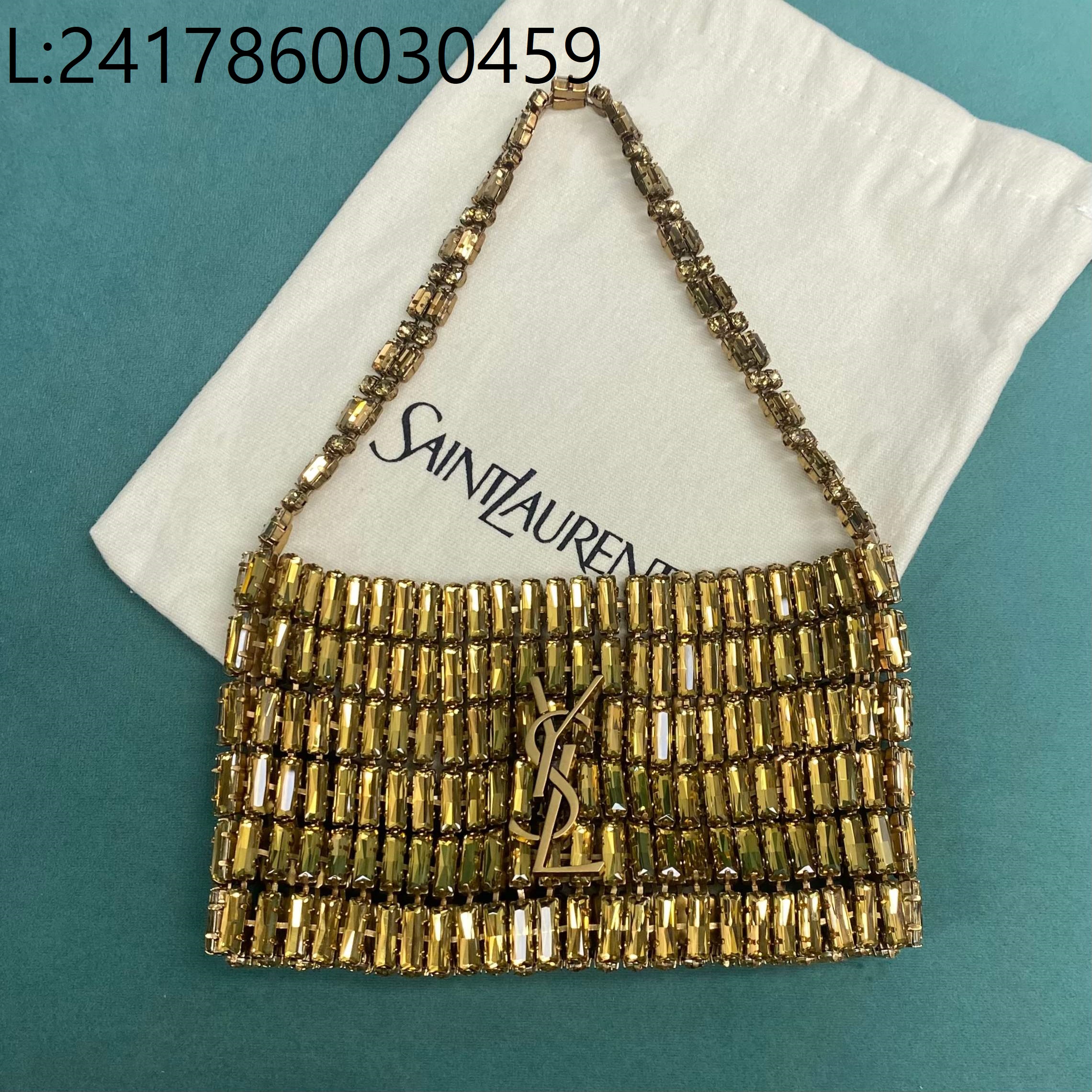 Pomegrante 생로랑 크리스털 EVENING 백 819638 18*7.5*2.5cm 골드