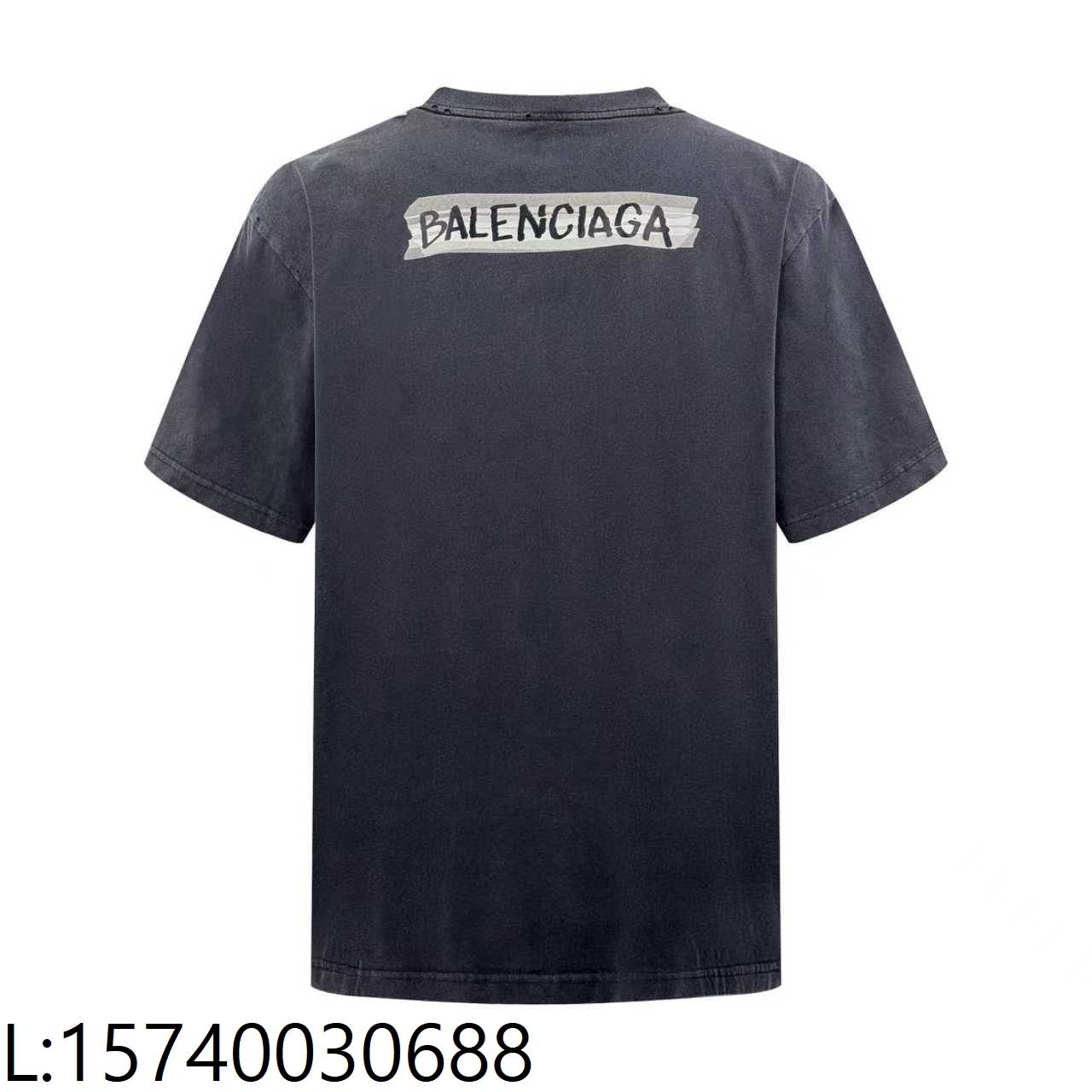 [잔디집2] 발렌시아가 마스킹 테이프 티셔츠 미디움 핏 페이디드 블랙 반팔티