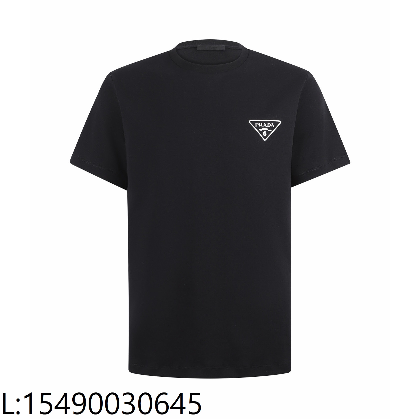 [잔디집2] 프라다 삼각 로고 프린트 크루넥 반팔티 블랙
