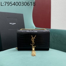 Pomegrante 생로랑 엠보싱 크로커다일 가죽 KATE 스몰 태슬 백 골드 474366 20*5*12.5cm 블랙