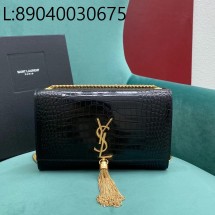 Pomegrante 생로랑 엠보싱 크로커다일 가죽 KATE 미디엄 태슬 백 골드 354119 24*5*14.5cm 블랙