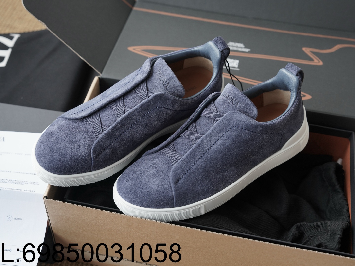 [AP공장] 제냐 트리플 스티치 TM 스니커즈 네이비 블루 스웨이드 남성용