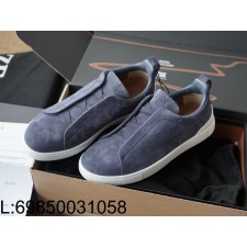 [AP공장] 제냐 트리플 스티치 TM 스니커즈 네이비 블루 스웨이드 남성용