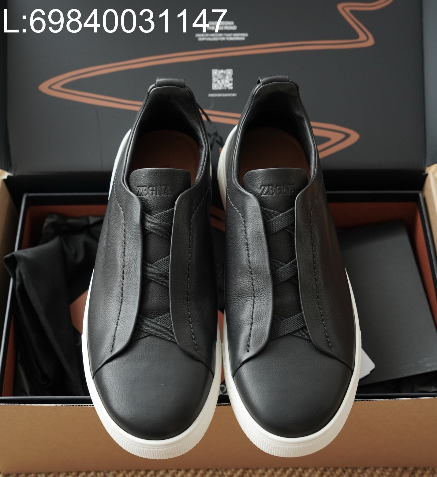 [AP공장] 제냐 트리플 스티치 TM 스니커즈 블랙 화이트 남성용