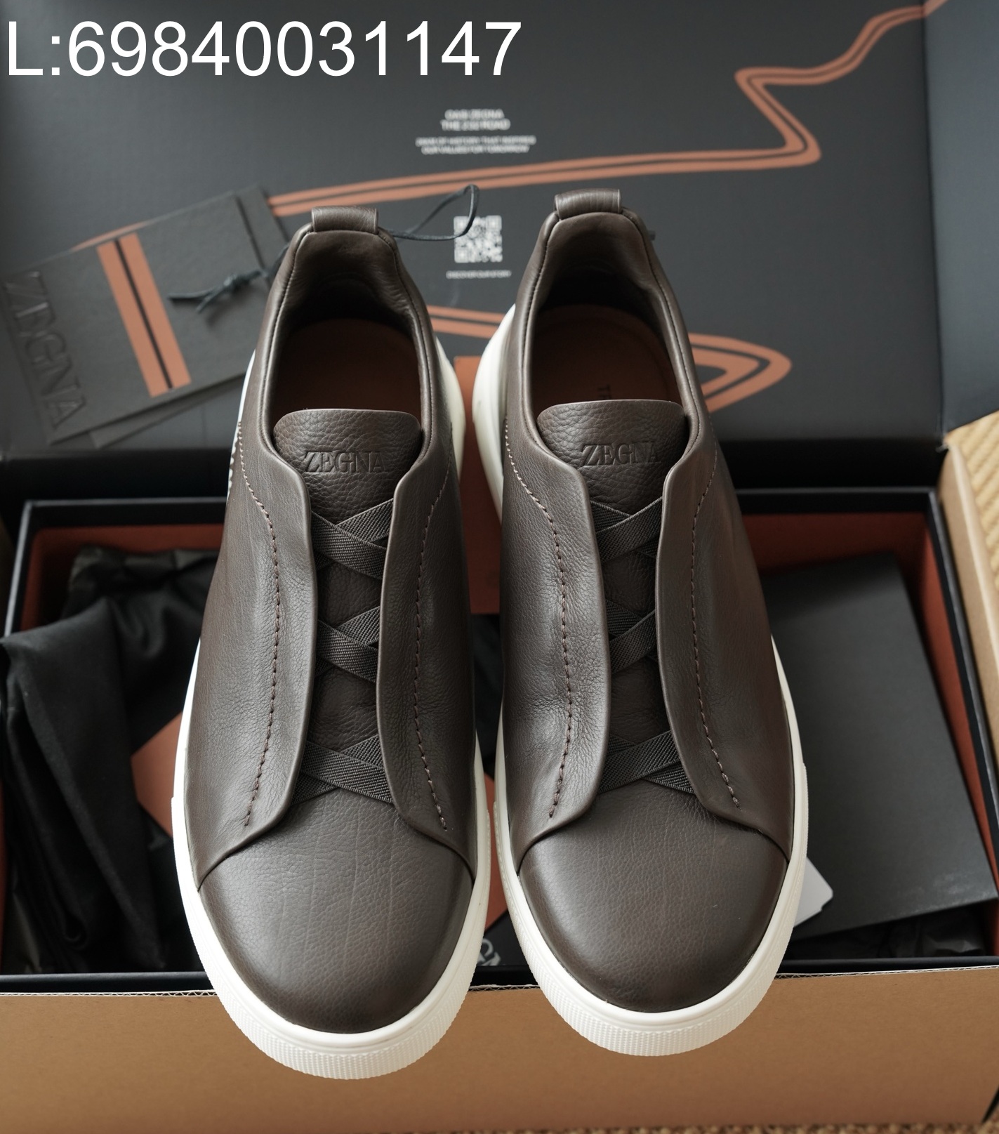 [AP공장] 제냐 트리플 스티치 TM 스니커즈 다크 브라운 남성용