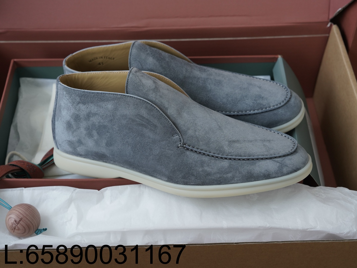 [AP공장] 로로피아나 오픈 스웨이드 워크 앵클 부츠 블루 남성용