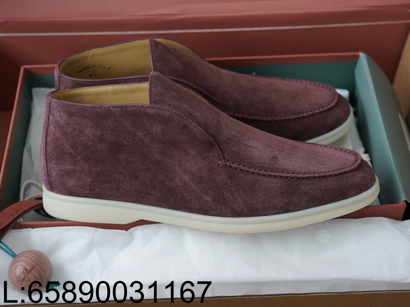 [AP공장] 로로피아나 오픈 스웨이드 워크 앵클 부츠 와인 남성용