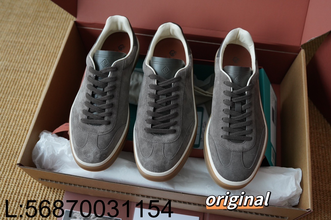 [AP공장] 로로피아나 테니스 위크 스니커즈 스웨이드 다크 그레이 남성용