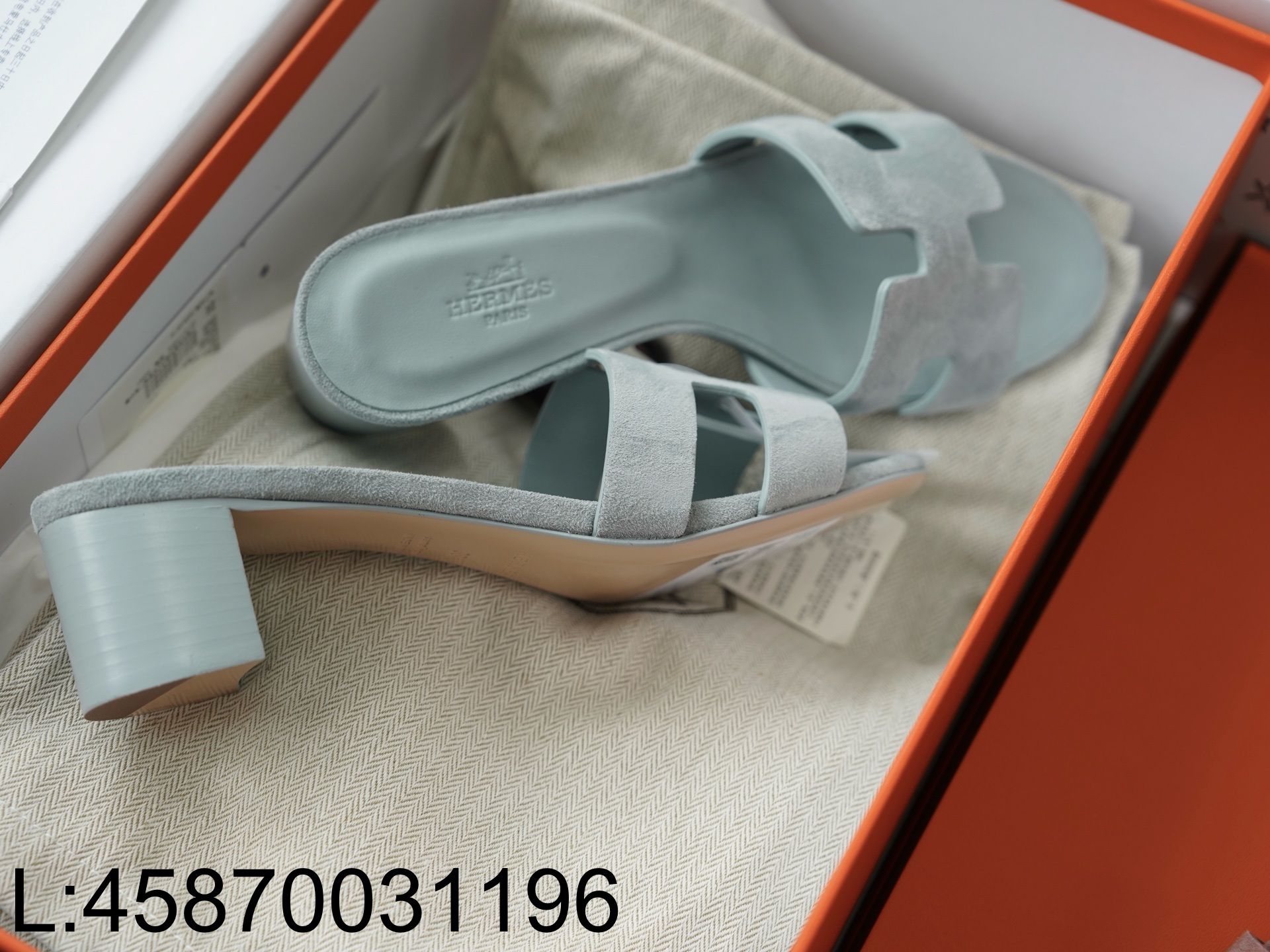 [AP공장] 에르메스 오아시스 샌들 뮬 슬리퍼 스웨이드 라이트 남회색 5cm 