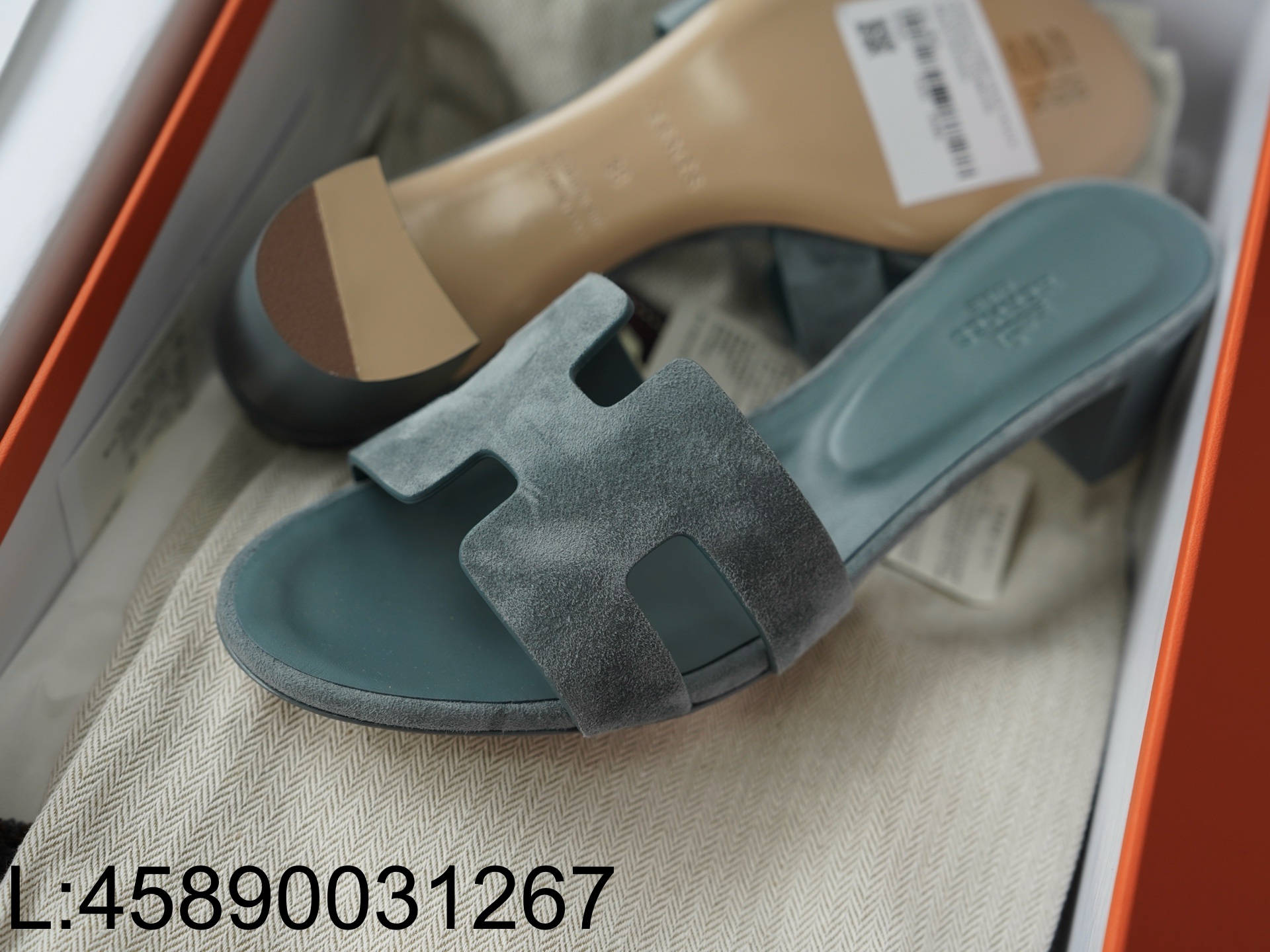 [AP공장] 에르메스 오아시스 샌들 뮬 슬리퍼 스웨이드 청색 5cm