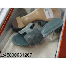 [AP공장] 에르메스 오아시스 샌들 뮬 슬리퍼 스웨이드 청색 5cm