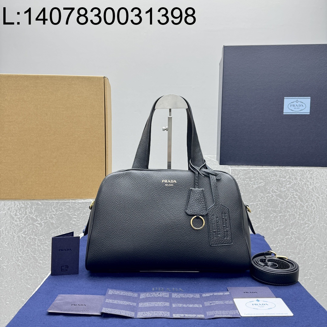 [카타] 프라다 소프트 Lux 볼링백 숄더백 블랙 33*22*14cm