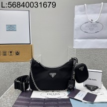 [카타공장, kata공장] 프라다 리에디션 2005 리나일론 앤 사피아노 레더 백 참 블랙 22*12*6cm